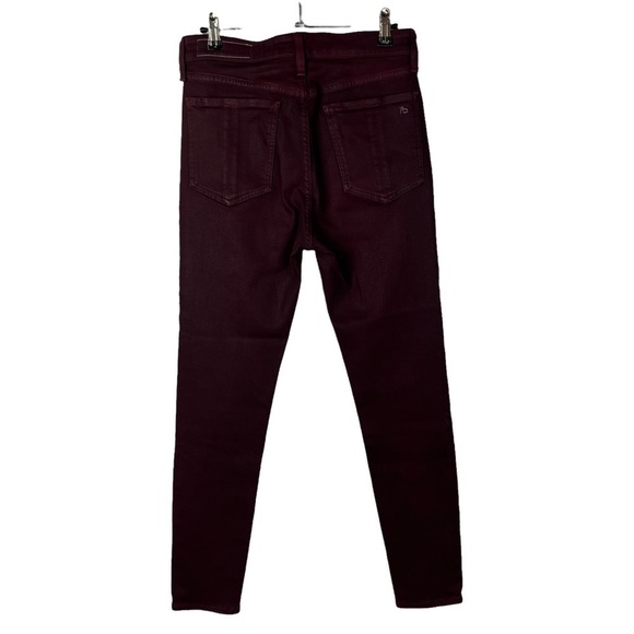 Rag & Bone Nina High Rise Ankle Skinny Coated Wine Red Skinny Jeans 27 - Picture 3 of 7